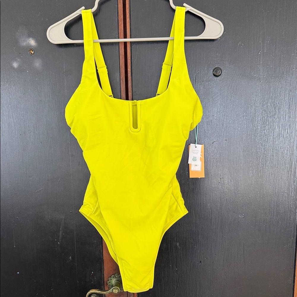 Kona Sol Neon Yellow Girls One-Piece Swimsuit